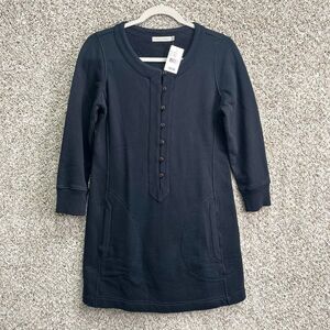 Citizens of Humanity Dress Women’s L Black Cotton Terry Knit Henley Tunic Sweats